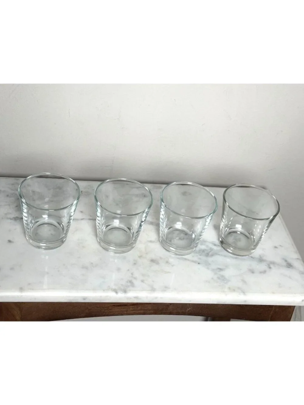 Vintage Set of 4 Heavy Bottom 4 oz Clear Glass Tumblers | Whiskey Tasting Glasse